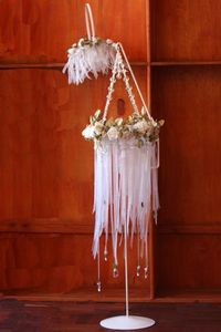 White and pale green flower handbasket (flowergirl). White and pale green floor confetti stand
